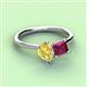 3 - Zoya Pear Shape Yellow Sapphire & Princess Shape Rhodolite Garnet 2 Stone Duo Ring 