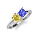4 - Zoya Pear Shape Yellow Sapphire & Princess Shape Tanzanite 2 Stone Duo Ring 