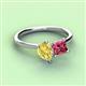 3 - Zoya Pear Shape Yellow Sapphire & Princess Shape Pink Tourmaline 2 Stone Duo Ring 