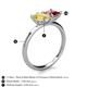 5 - Zoya Pear Shape Yellow Sapphire & Princess Shape Pink Tourmaline 2 Stone Duo Ring 