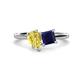 1 - Zoya Pear Shape Yellow Sapphire & Princess Shape Lab Created Blue Sapphire 2 Stone Duo Ring 
