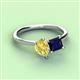 3 - Zoya Pear Shape Yellow Sapphire & Princess Shape Lab Created Blue Sapphire 2 Stone Duo Ring 