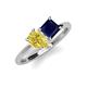 4 - Zoya Pear Shape Yellow Sapphire & Princess Shape Lab Created Blue Sapphire 2 Stone Duo Ring 