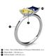 5 - Zoya Pear Shape Yellow Sapphire & Princess Shape Lab Created Blue Sapphire 2 Stone Duo Ring 