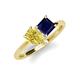 4 - Zoya Pear Shape Yellow Sapphire & Princess Shape Lab Created Blue Sapphire 2 Stone Duo Ring 