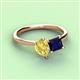 3 - Zoya Pear Shape Yellow Sapphire & Princess Shape Lab Created Blue Sapphire 2 Stone Duo Ring 
