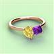 3 - Zoya Pear Shape Yellow Sapphire & Princess Shape Amethyst 2 Stone Duo Ring 