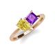 4 - Zoya Pear Shape Yellow Sapphire & Princess Shape Amethyst 2 Stone Duo Ring 