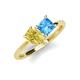 4 - Zoya Pear Shape Yellow Sapphire & Princess Shape Blue Topaz 2 Stone Duo Ring 