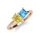4 - Zoya Pear Shape Yellow Sapphire & Princess Shape Blue Topaz 2 Stone Duo Ring 