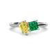1 - Zoya Pear Shape Yellow Sapphire & Princess Shape Lab Created Emerald 2 Stone Duo Ring 