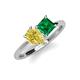 4 - Zoya Pear Shape Yellow Sapphire & Princess Shape Lab Created Emerald 2 Stone Duo Ring 