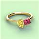 3 - Zoya Pear Shape Yellow Sapphire & Princess Shape Pink Tourmaline 2 Stone Duo Ring 