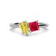 1 - Zoya Pear Shape Yellow Sapphire & Princess Shape Lab Created Ruby 2 Stone Duo Ring 