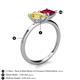 5 - Zoya Pear Shape Yellow Sapphire & Princess Shape Lab Created Ruby 2 Stone Duo Ring 