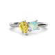 1 - Zoya Pear Shape Yellow Sapphire & Princess Shape Lab Created Opal 2 Stone Duo Ring 