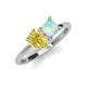 4 - Zoya Pear Shape Yellow Sapphire & Princess Shape Lab Created Opal 2 Stone Duo Ring 