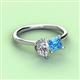 3 - Zoya Pear Shape Forever Brilliant Moissanite & Princess Shape Blue Topaz 2 Stone Duo Ring 