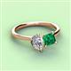 3 - Zoya Pear Shape Forever Brilliant Moissanite & Princess Shape Lab Created Emerald 2 Stone Duo Ring 