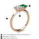 5 - Zoya Pear Shape Forever Brilliant Moissanite & Princess Shape Lab Created Emerald 2 Stone Duo Ring 