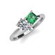 4 - Zoya Pear Shape Forever Brilliant Moissanite & Princess Shape Lab Created Alexandrite 2 Stone Duo Ring 