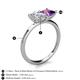 5 - Zoya Pear Shape Forever One Moissanite & Princess Shape Amethyst 2 Stone Duo Ring 