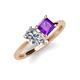 4 - Zoya Pear Shape Forever One Moissanite & Princess Shape Amethyst 2 Stone Duo Ring 