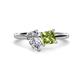 1 - Zoya Pear Shape Forever One Moissanite & Princess Shape Peridot 2 Stone Duo Ring 