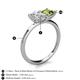 5 - Zoya Pear Shape Forever One Moissanite & Princess Shape Peridot 2 Stone Duo Ring 