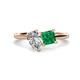 1 - Zoya Pear Shape Forever One Moissanite & Princess Shape Lab Created Emerald 2 Stone Duo Ring 