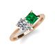 4 - Zoya Pear Shape Forever One Moissanite & Princess Shape Lab Created Emerald 2 Stone Duo Ring 