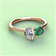 3 - Zoya Pear Shape Forever One Moissanite & Princess Shape Lab Created Alexandrite 2 Stone Duo Ring 