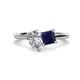 1 - Zoya Pear Shape Forever One Moissanite & Princess Shape Lab Created Blue Sapphire 2 Stone Duo Ring 