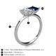 5 - Zoya Pear Shape Forever One Moissanite & Princess Shape Lab Created Blue Sapphire 2 Stone Duo Ring 