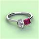 3 - Zoya Pear Shape Forever One Moissanite & Princess Shape Rhodolite Garnet 2 Stone Duo Ring 