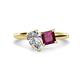 1 - Zoya Pear Shape Forever One Moissanite & Princess Shape Rhodolite Garnet 2 Stone Duo Ring 