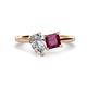1 - Zoya Pear Shape Forever One Moissanite & Princess Shape Rhodolite Garnet 2 Stone Duo Ring 