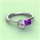 3 - Zoya Pear Shape Forever One Moissanite & Princess Shape Amethyst 2 Stone Duo Ring 