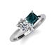 4 - Zoya Pear Shape Forever One Moissanite & Princess Shape London Blue Topaz 2 Stone Duo Ring 
