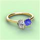 3 - Zoya Pear Shape Forever Brilliant Moissanite & Princess Shape Tanzanite 2 Stone Duo Ring 