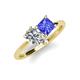 4 - Zoya Pear Shape Forever Brilliant Moissanite & Princess Shape Tanzanite 2 Stone Duo Ring 