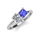 4 - Zoya Pear Shape Forever One Moissanite & Princess Shape Tanzanite 2 Stone Duo Ring 