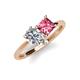 4 - Zoya Pear Shape Forever One Moissanite & Princess Shape Pink Tourmaline 2 Stone Duo Ring 