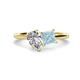 1 - Zoya Pear Shape Forever Brilliant Moissanite & Princess Shape Aquamarine 2 Stone Duo Ring 