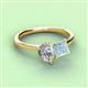 3 - Zoya Pear Shape Forever Brilliant Moissanite & Princess Shape Aquamarine 2 Stone Duo Ring 