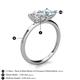 5 - Zoya Pear Shape Forever One Moissanite & Princess Shape Aquamarine 2 Stone Duo Ring 