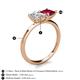 5 - Zoya Pear Shape Forever Brilliant Moissanite & Princess Shape Lab Created Ruby 2 Stone Duo Ring 