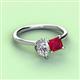 3 - Zoya Pear Shape Forever One Moissanite & Princess Shape Lab Created Ruby 2 Stone Duo Ring 