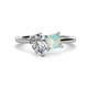 1 - Zoya Pear Shape Forever Brilliant Moissanite & Princess Shape Lab Created Opal 2 Stone Duo Ring 