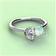 3 - Zoya Pear Shape Forever One Moissanite & Princess Shape Lab Created Opal 2 Stone Duo Ring 